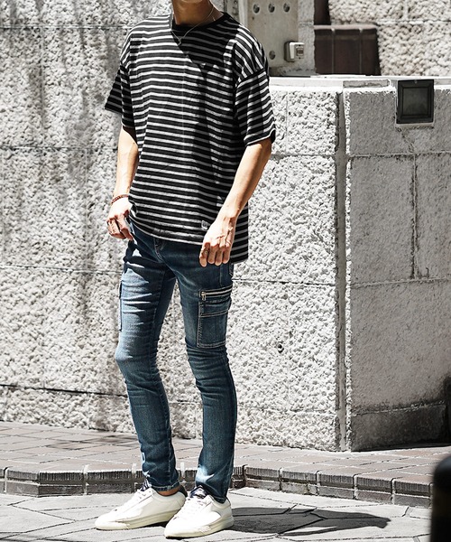 メンズ Tシャツ ボーダーTシャツ クルーネック ストリート a1264 ボーダー Tシャツ メンズ[品番：OCGW0003133]｜ONE 4 PREMIUM