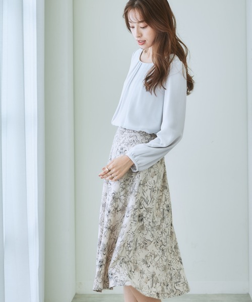 7days Life Styling（セブンデイズライフスタイリング）の「花柄プリントフレアスカート（サイドポケット付）（スーツスカート・レディース・ブラック系/ベージュ系/アイボリー系・M/L/S/LL）」の19枚目の写真