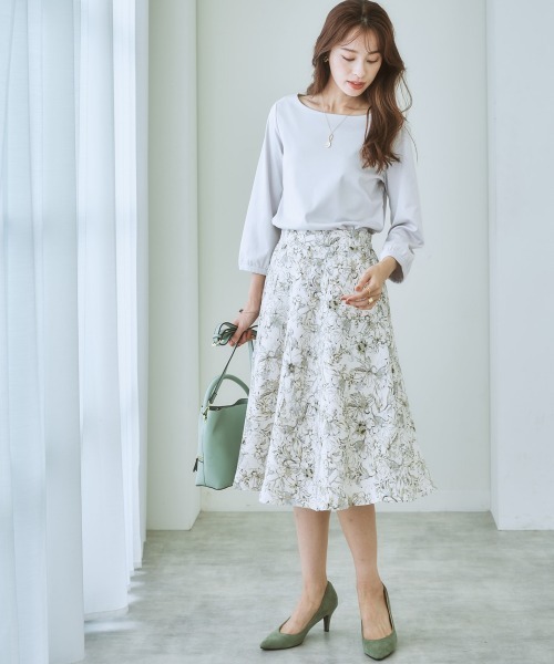 7days Life Styling（セブンデイズライフスタイリング）の「花柄プリントフレアスカート（サイドポケット付）（スーツスカート・レディース・ブラック系/ベージュ系/アイボリー系・M/L/S/LL）」の21枚目の写真