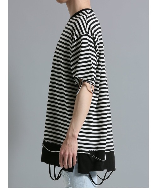 semantic design(セマンティックデザイン)の「【コットン100%】セマンティックデザイン フェイクレイヤード クルー半袖ビッグTシャツ(Tシャツ/カットソー・メンズ・ブラック/ホワイト×ブラック・LARGE)」の17枚目の写真