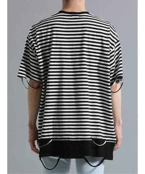 semantic design(セマンティックデザイン)の「【コットン100%】セマンティックデザイン フェイクレイヤード クルー半袖ビッグTシャツ(Tシャツ/カットソー・メンズ・ブラック/ホワイト×ブラック・LARGE)」の18枚目の写真