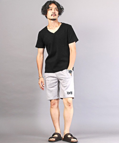 LUXSTYLE(ラグスタイル)の「サーマルワッフルVネックTシャツ(Tシャツ/カットソー・メンズ・グレー/ブラック/ホワイト・L/XL/M)」の7枚目の写真