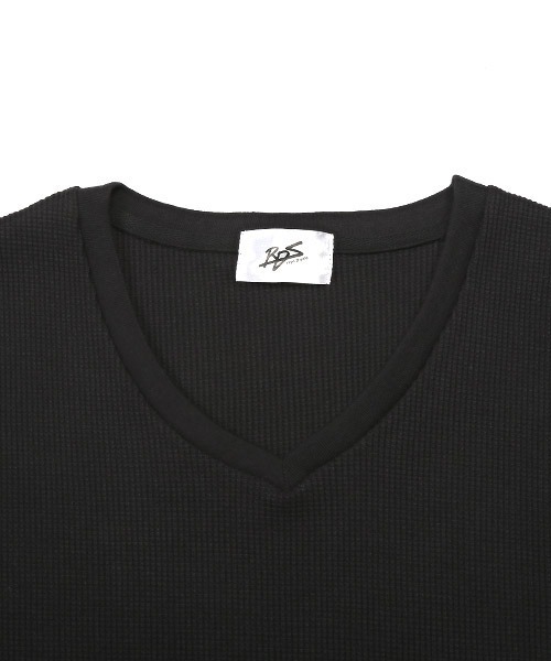 LUXSTYLE(ラグスタイル)の「サーマルワッフルVネックTシャツ(Tシャツ/カットソー・メンズ・グレー/ブラック/ホワイト・L/XL/M)」の15枚目の写真
