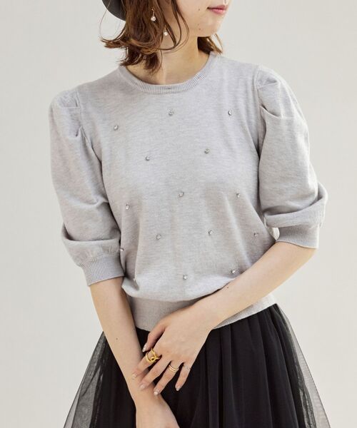MAJESTIC LEGON（マジェスティックレゴン）の「2way襟付きビジューニット（ニット/セーター・レディース・ブラック/アイボリー/グレー・MEDIUM）」の20枚目の写真