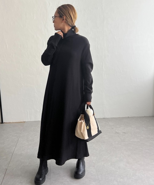 LBC（エルビーシー）の「タートルリブカットロングワンピース（ワンピース・レディース・ブラック/チャコールグレー・M）」の15枚目の写真