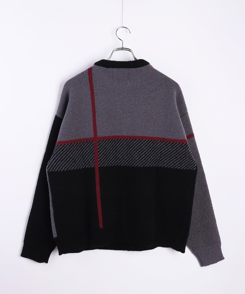 WESTSEA(ウエストシー)の「ふわふわミニ起毛 ダブルジャガードオーバーサイズクルー(ニット/セーター・メンズ・ネイビー/ブルー/ライトホワイト/ブラック/ホワイト・M/L)」の22枚目の写真
