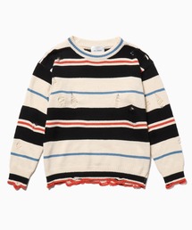 ROOPTOKYO | ▲DAMEGE SIDELINE KNIT/ダメージサイドラインニット Y2K クルーネック(ニット/セーター)