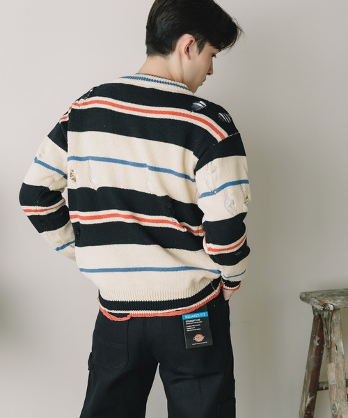 ROOPTOKYO(ループトウキョウ)の「▲DAMEGE SIDELINE KNIT/ダメージサイドラインニット Y2K クルーネック(ニット/セーター・メンズ・ホワイト・L/M/XL)」の20枚目の写真