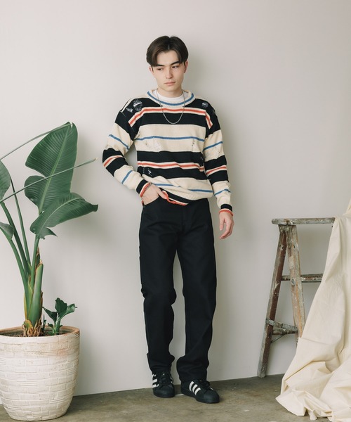 ROOPTOKYO(ループトウキョウ)の「▲DAMEGE SIDELINE KNIT/ダメージサイドラインニット Y2K クルーネック(ニット/セーター・メンズ・ホワイト・L/M/XL)」の21枚目の写真