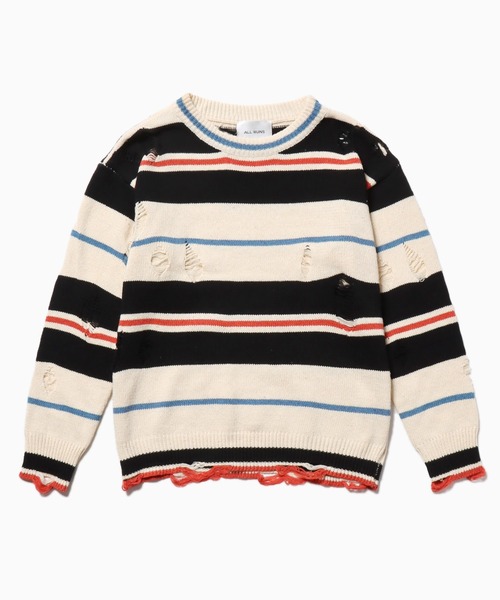 ROOPTOKYO(ループトウキョウ)の「▲DAMEGE SIDELINE KNIT/ダメージサイドラインニット Y2K クルーネック(ニット/セーター・メンズ・ホワイト・L/M/XL)」の17枚目の写真