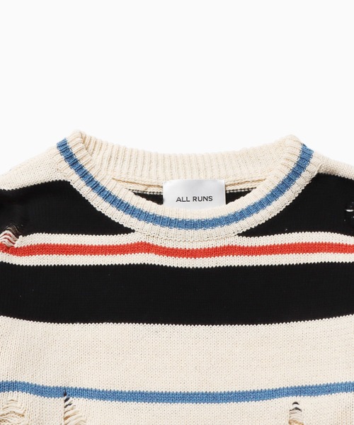 ROOPTOKYO(ループトウキョウ)の「▲DAMEGE SIDELINE KNIT/ダメージサイドラインニット Y2K クルーネック(ニット/セーター・メンズ・ホワイト・L/M/XL)」の11枚目の写真