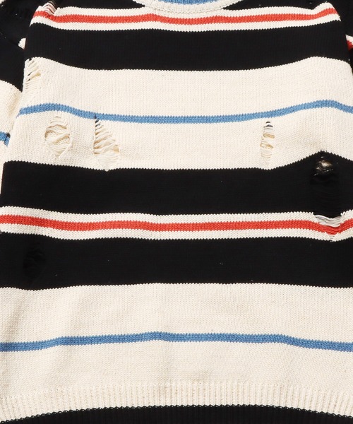 ROOPTOKYO(ループトウキョウ)の「▲DAMEGE SIDELINE KNIT/ダメージサイドラインニット Y2K クルーネック(ニット/セーター・メンズ・ホワイト・L/M/XL)」の12枚目の写真