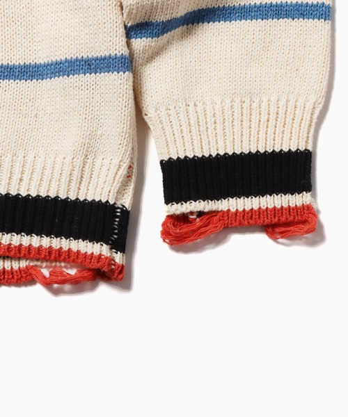 ROOPTOKYO(ループトウキョウ)の「▲DAMEGE SIDELINE KNIT/ダメージサイドラインニット Y2K クルーネック(ニット/セーター・メンズ・ホワイト・L/M/XL)」の13枚目の写真