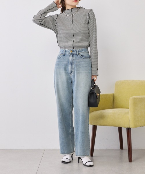 PUAL CE CIN（ピュアルセシン）の「ニュアンスロゴ刺繍　プチハイネックテレコメローカットソー（Tシャツ/カットソー・レディース・ブラウン/ブラック系その他/オフホワイト/ブラック・FREE）」の18枚目の写真