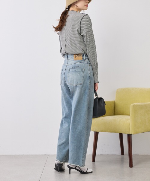 PUAL CE CIN（ピュアルセシン）の「ニュアンスロゴ刺繍　プチハイネックテレコメローカットソー（Tシャツ/カットソー・レディース・ブラウン/ブラック系その他/オフホワイト/ブラック・FREE）」の19枚目の写真