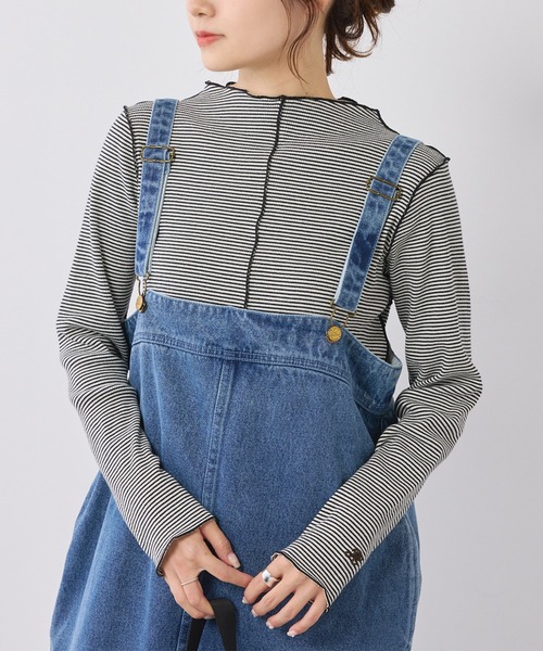 PUAL CE CIN（ピュアルセシン）の「ニュアンスロゴ刺繍　プチハイネックテレコメローカットソー（Tシャツ/カットソー・レディース・ブラウン/ブラック系その他/オフホワイト/ブラック・FREE）」の20枚目の写真