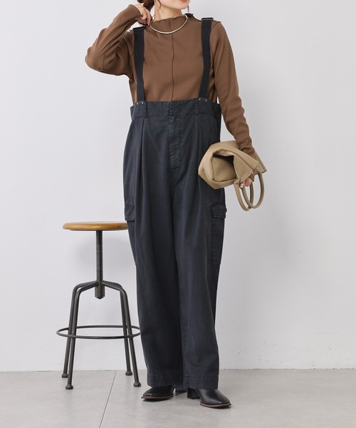 PUAL CE CIN（ピュアルセシン）の「ニュアンスロゴ刺繍　プチハイネックテレコメローカットソー（Tシャツ/カットソー・レディース・ブラウン/ブラック系その他/オフホワイト/ブラック・FREE）」の10枚目の写真