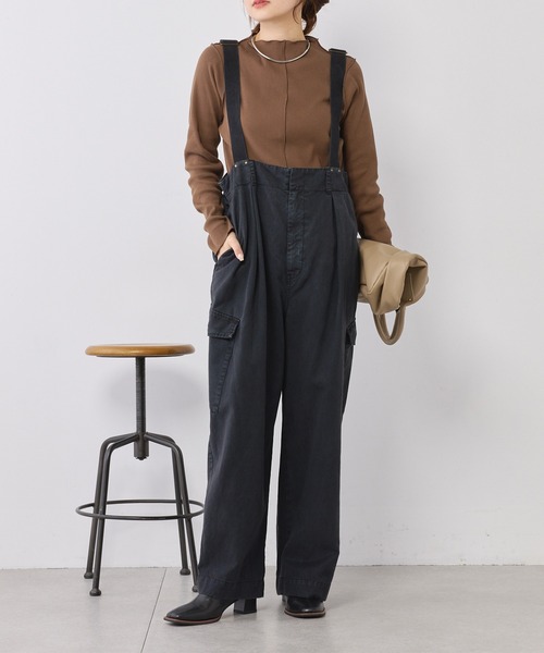 PUAL CE CIN（ピュアルセシン）の「ニュアンスロゴ刺繍　プチハイネックテレコメローカットソー（Tシャツ/カットソー・レディース・ブラウン/ブラック系その他/オフホワイト/ブラック・FREE）」の11枚目の写真