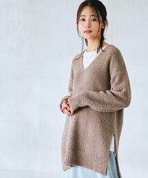 grove | トレンドのブークレ糸を使用したチュニックニット(ニット/セーター)