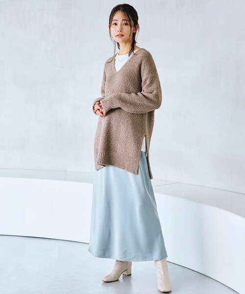 grove(グローブ)の「◆トレンドのブークレ糸を使用したチュニックニット(ニット/セーター・レディース・ブラウン系その他/アイボリー・02/03/01/04)」の3枚目の写真