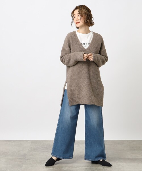 grove(グローブ)の「◆トレンドのブークレ糸を使用したチュニックニット(ニット/セーター・レディース・ブラウン系その他/アイボリー・02/03/01/04)」の4枚目の写真