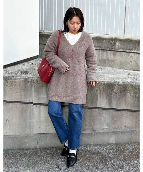 grove(グローブ)の「◆トレンドのブークレ糸を使用したチュニックニット(ニット/セーター・レディース・ブラウン系その他/アイボリー・02/03/01/04)」の10枚目の写真