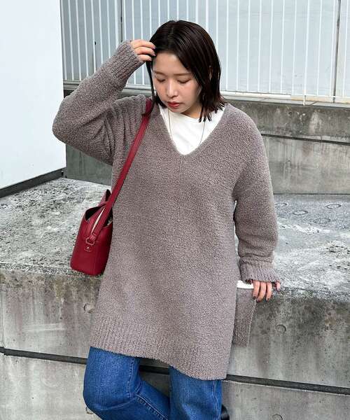 grove(グローブ)の「◆トレンドのブークレ糸を使用したチュニックニット(ニット/セーター・レディース・ブラウン系その他/アイボリー・02/03/01/04)」の11枚目の写真