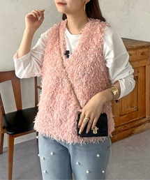 prose verse | Vネックふわふわフリンジベスト(ベスト)