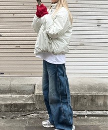 Chikashitsu +（チカシツプラス）の「【Chikashitsu +】unisex padding blouson / 【チカシツプラス】ユニセックスパディング長袖ブルゾン（MA-1）」