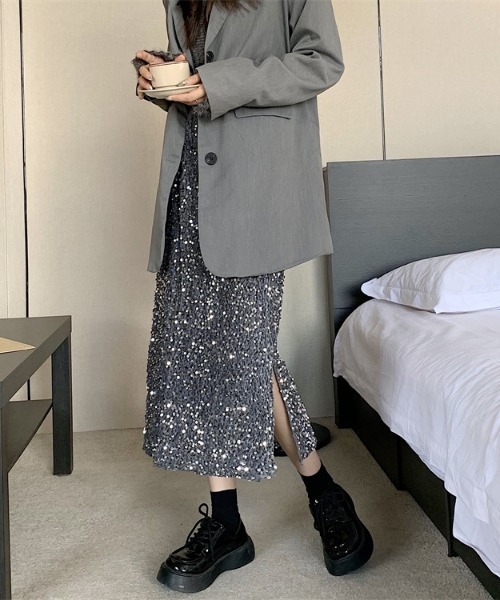 SHEENA（シーナ）の「スパンコールベロアタイトスカート（スカート・レディース・シルバー/ブラック・M）」の21枚目の写真