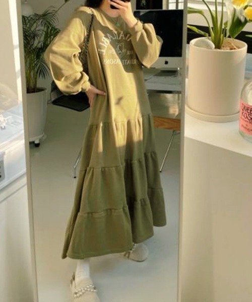 tocco closet NOSTALGIA ロゴプリントティアードカットワンピース WOMEN ワンピース ドレス ワンピース