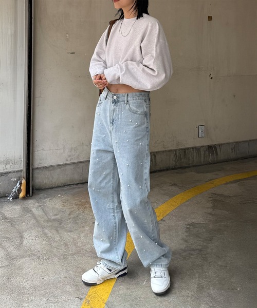 Futier land(フューティアランド)の「Pearl Denim Pants(デニムパンツ・レディース・ブルー/ライトインディゴブルー・MEDIUM/LARGE/SMALL)」の9枚目の写真