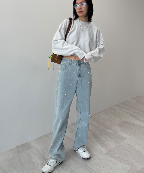 Futier land(フューティアランド)の「Pearl Denim Pants(デニムパンツ・レディース・ブルー/ライトインディゴブルー・MEDIUM/LARGE/SMALL)」の11枚目の写真