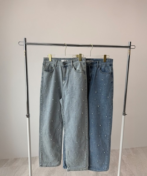 Futier land(フューティアランド)の「Pearl Denim Pants(デニムパンツ・レディース・ブルー/ライトインディゴブルー・MEDIUM/LARGE/SMALL)」の16枚目の写真