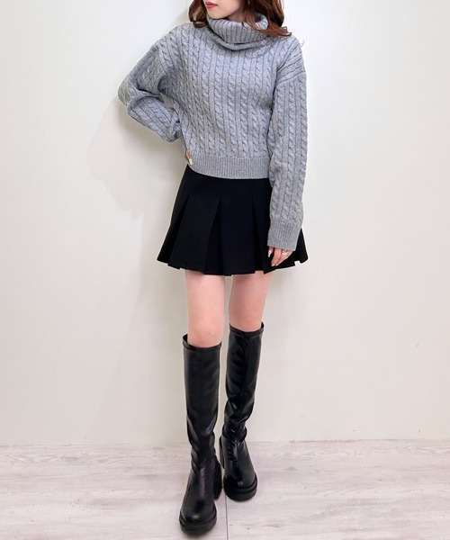 INGNI（イング）の「ショート丈オフタートルケーブルニット（ニット/セーター・レディース・アイボリー/ブラック/杢グレー・M）」の17枚目の写真