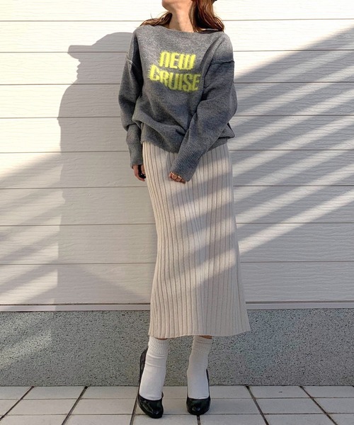 Q（キュー）の「シャギーロゴニット（ニット/セーター・レディース・ラベンダー/ホワイト/ライトグレー・MEDIUM）」の15枚目の写真