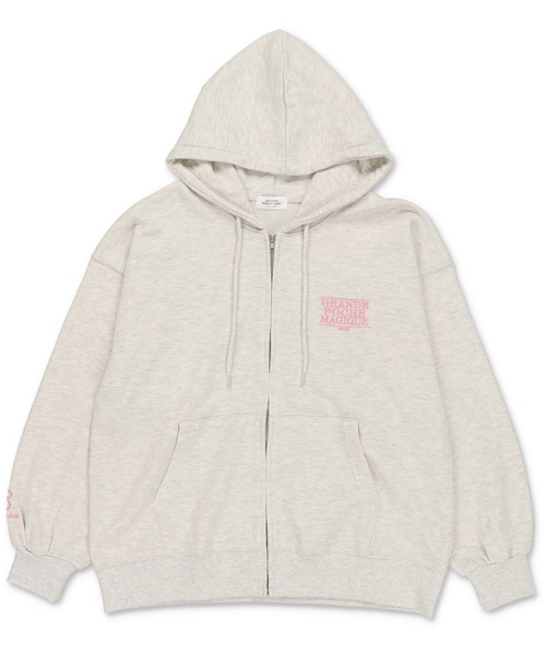 ネイビー フルジップパーカー ピンクロゴ X-girl パーカー MIX LOGO ＆ FACE FADED ZIP UP SWEAT HOODIE