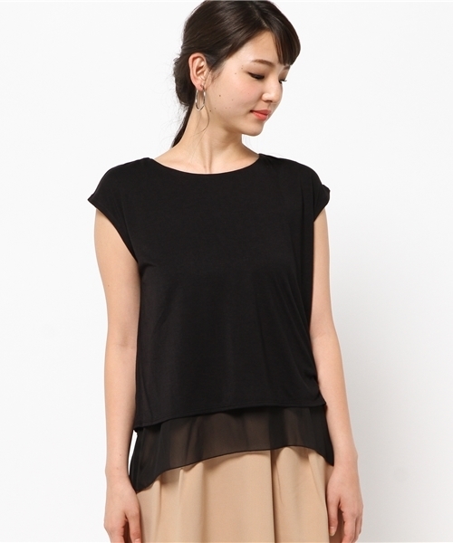 MOUSSY（マウジー）の「LAYERED BACK OPEN TOPS（Tシャツ/カットソー・レディース・ネイビー/ブラック/オフホワイト・FREE）」の6枚目の写真