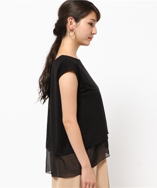 MOUSSY（マウジー）の「LAYERED BACK OPEN TOPS（Tシャツ/カットソー・レディース・ネイビー/ブラック/オフホワイト・FREE）」の7枚目の写真