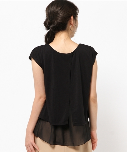 MOUSSY（マウジー）の「LAYERED BACK OPEN TOPS（Tシャツ/カットソー・レディース・ネイビー/ブラック/オフホワイト・FREE）」の8枚目の写真