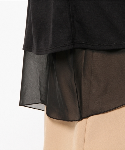 MOUSSY（マウジー）の「LAYERED BACK OPEN TOPS（Tシャツ/カットソー・レディース・ネイビー/ブラック/オフホワイト・FREE）」の4枚目の写真