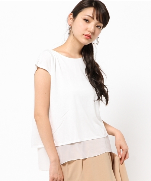 MOUSSY（マウジー）の「LAYERED BACK OPEN TOPS（Tシャツ/カットソー・レディース・ネイビー/ブラック/オフホワイト・FREE）」の12枚目の写真