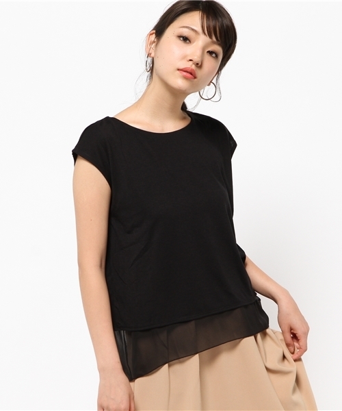 MOUSSY（マウジー）の「LAYERED BACK OPEN TOPS（Tシャツ/カットソー・レディース・ネイビー/ブラック/オフホワイト・FREE）」の13枚目の写真