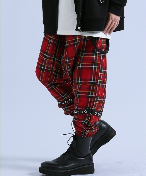 semantic design（セマンティックデザイン）の「パンツ メンズ ストレッチ ゆったり サルエル ストラップ SD×PSYCHONATION （その他パンツ・メンズ・レッド/ブラック・LARGE/MEDIUM）」の2枚目の写真