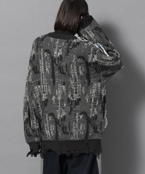 Anui（アニュイ）の「【UNISEX】MIXフリンジカーディガン（カーディガン/ボレロ・レディース・ブラック/グリーン・M）」の13枚目の写真