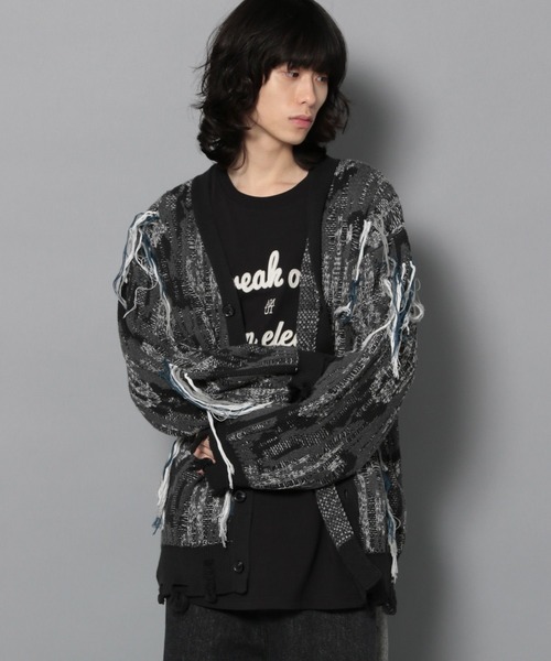Anui（アニュイ）の「【UNISEX】MIXフリンジカーディガン（カーディガン/ボレロ・レディース・ブラック/グリーン・M）」の18枚目の写真