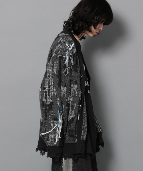 Anui（アニュイ）の「【UNISEX】MIXフリンジカーディガン（カーディガン/ボレロ・レディース・ブラック/グリーン・M）」の20枚目の写真