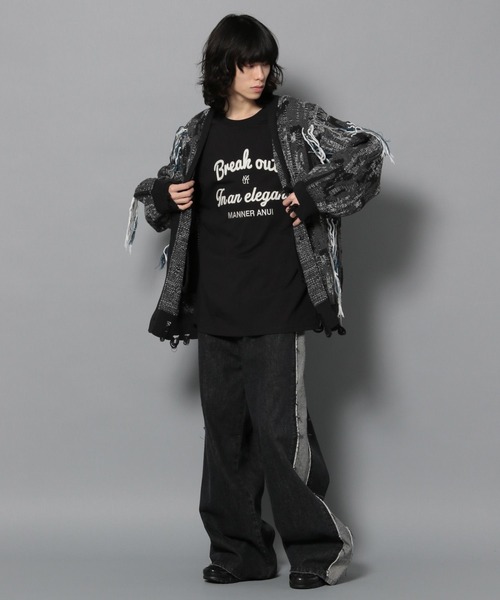 Anui（アニュイ）の「【UNISEX】MIXフリンジカーディガン（カーディガン/ボレロ・レディース・ブラック/グリーン・M）」の21枚目の写真