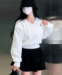 BEIDELLI | [BELLIDE MADE] 裏起毛パステルVネッククロップドスウェット(スウェット)