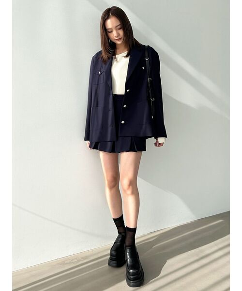 EMODA(エモダ)の「プリーツミニスカート(スカート・レディース・ネイビー/ベージュ/グレー・SMALL/MEDIUM)」の8枚目の写真